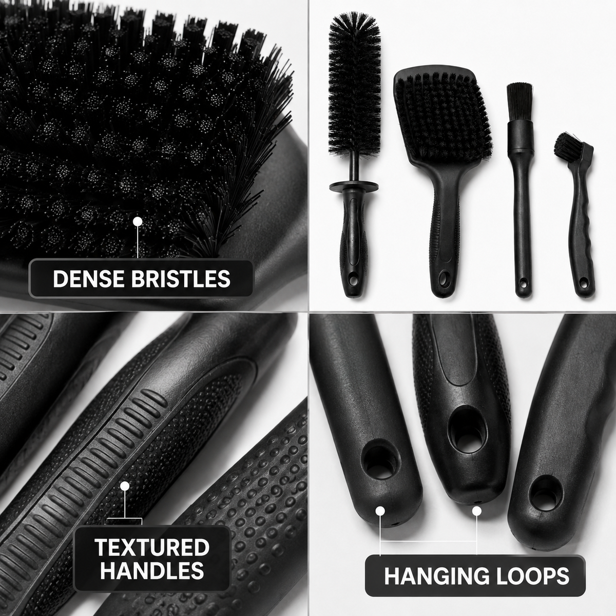 Wheel and Tyre Cleaning Brush Set - 4 Piece