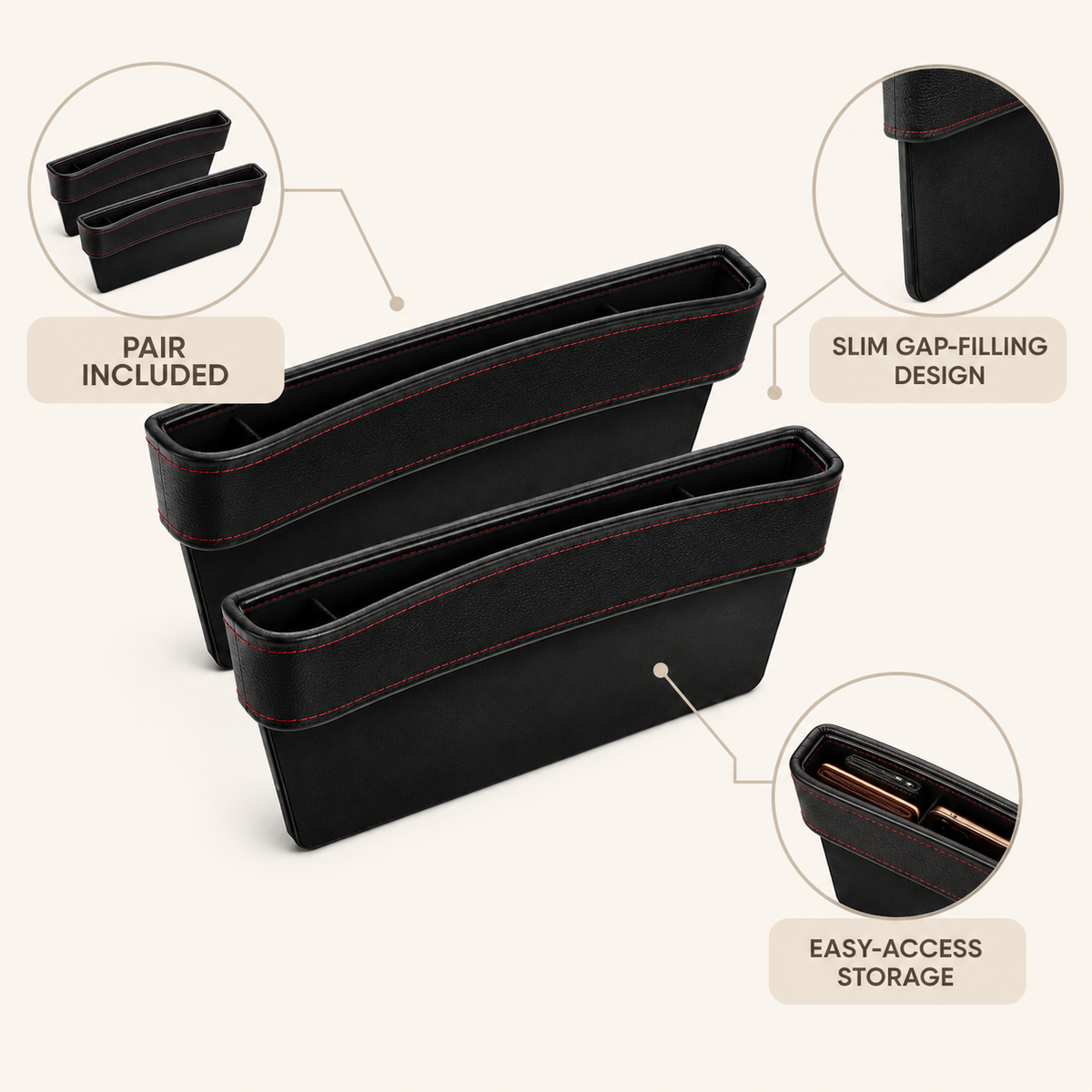 Car Seat Gap Storage Pockets - Pair