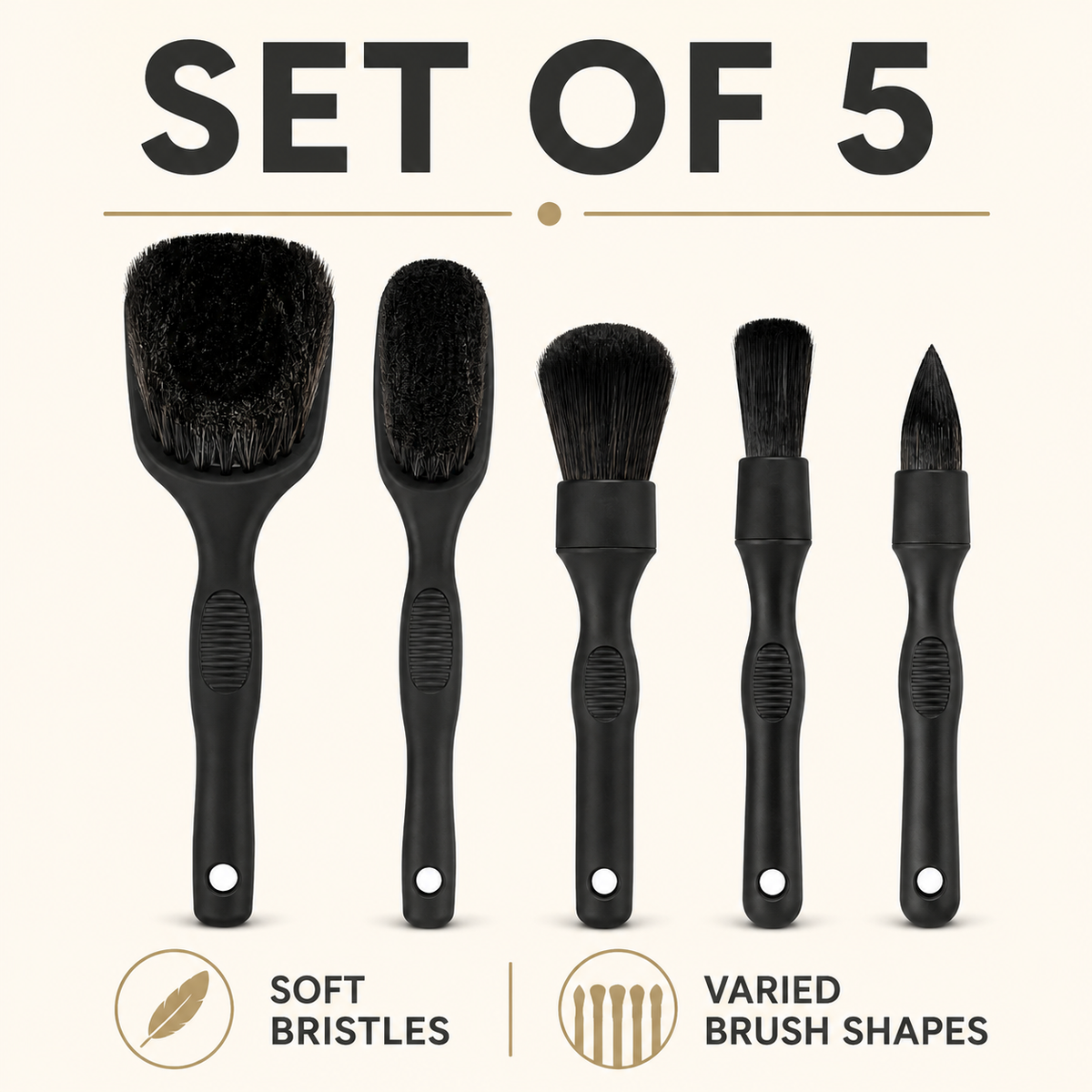 Car Interior Detailing Brush Set - 5 Piece