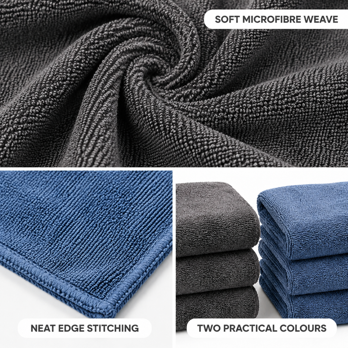 Microfibre Car Cleaning Cloths - Set of 6