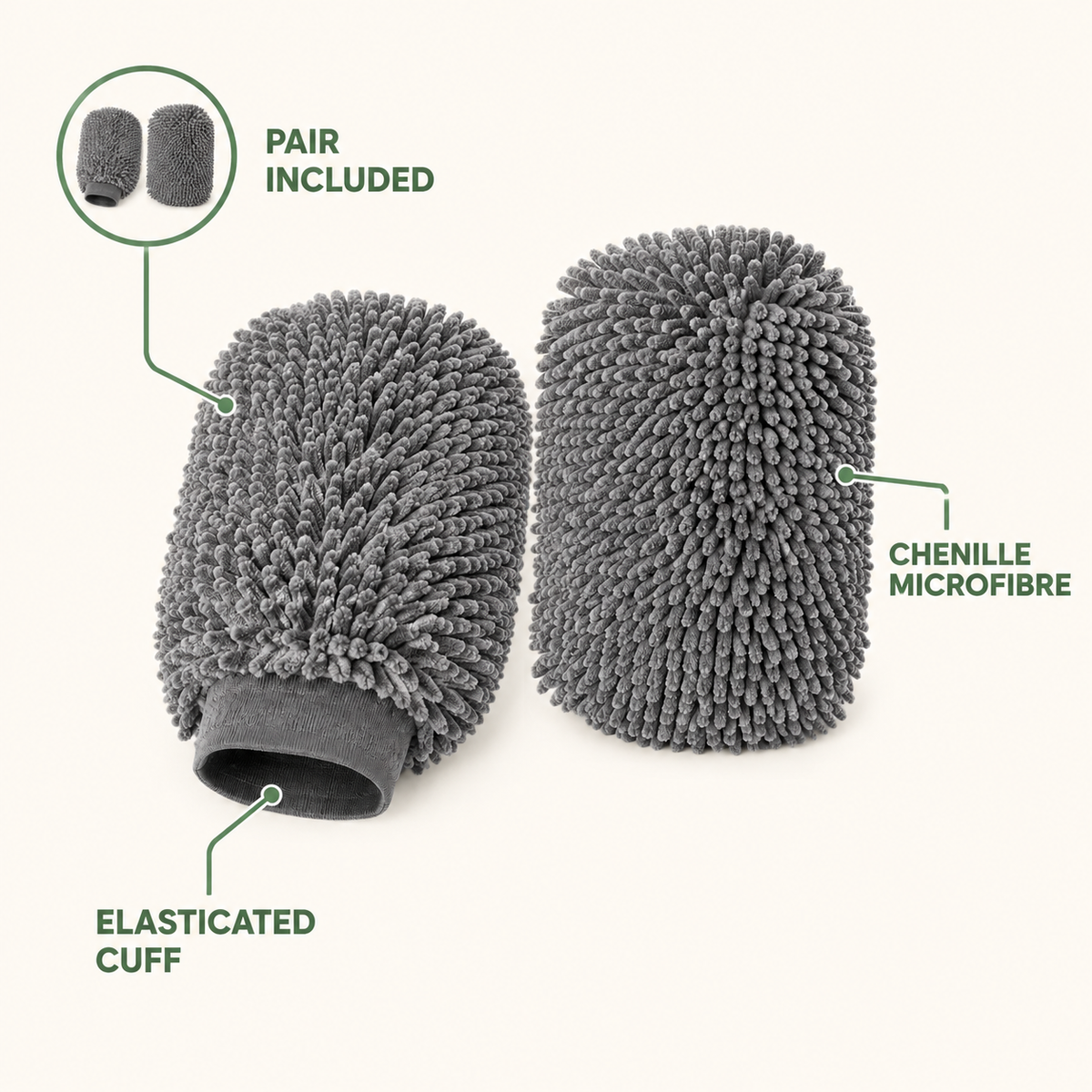 Microfibre Car Wash Mitt - Pair