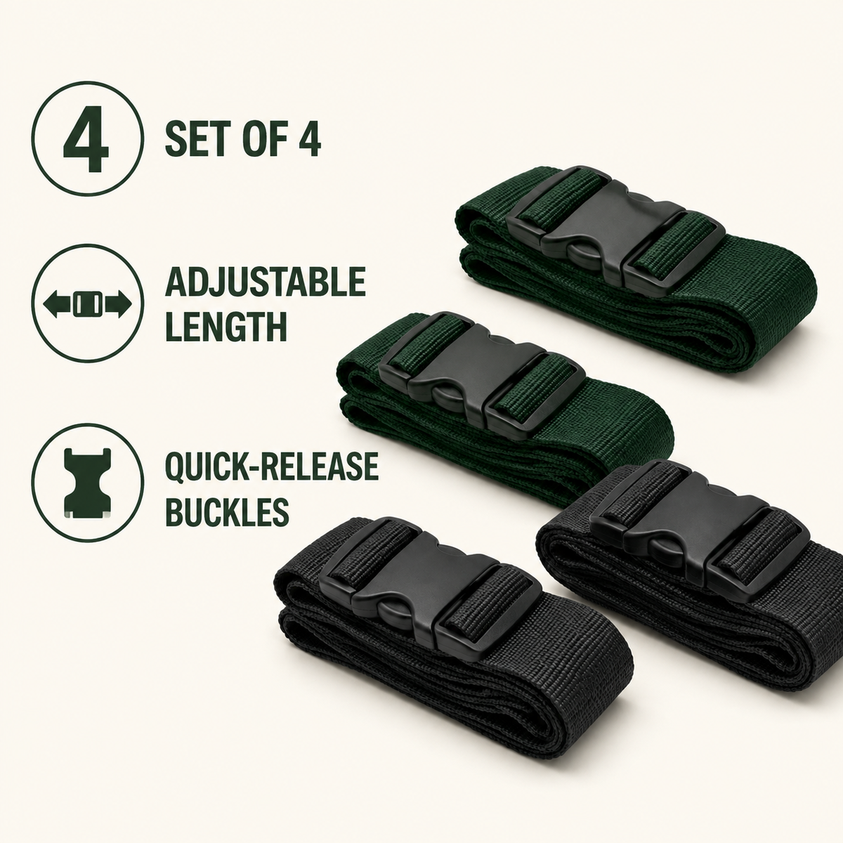 Adjustable Luggage Straps - Set of 4
